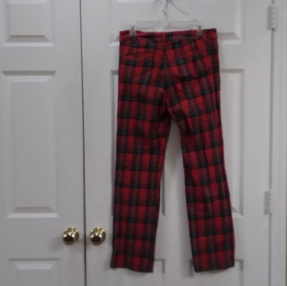 Empyre Urban Outfitters Red Plaid Preppy Corpcore Straight Crop Pants Size 5